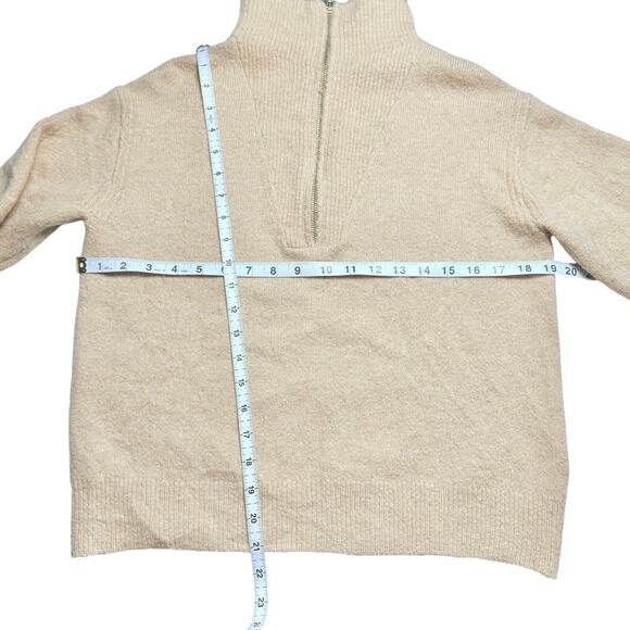 J. Crew | Women | Tan Merino Wool Alpaca Blend Quarter Zip Knit Sweater | Sz XS - Picture 5 of 12